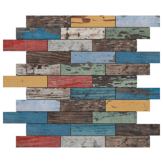 Qualis Ceramica 12" x 12" Chelsea Ceramic 1.1x4" Wood Mosaic