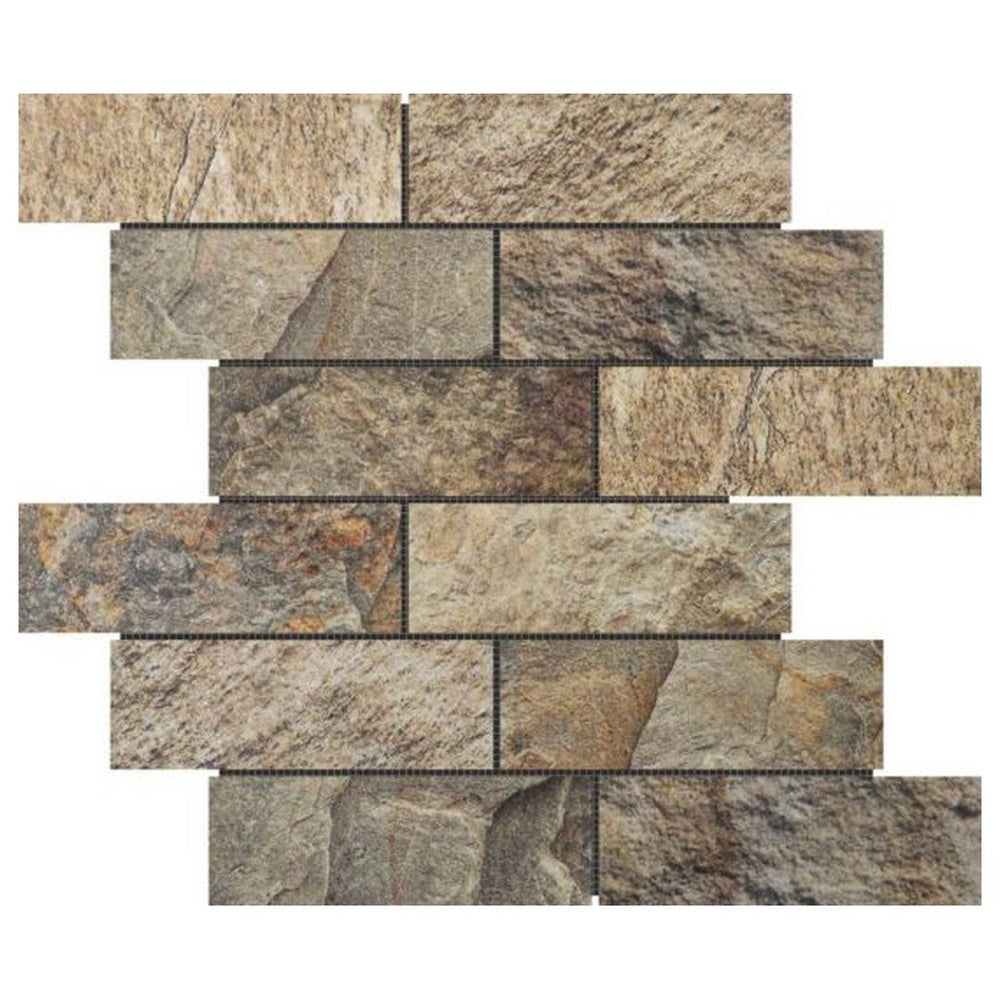 Qualis Ceramica 12" x 12" Chelsea Natural Stone 2x6" Brick Slate Stone Mosaic
