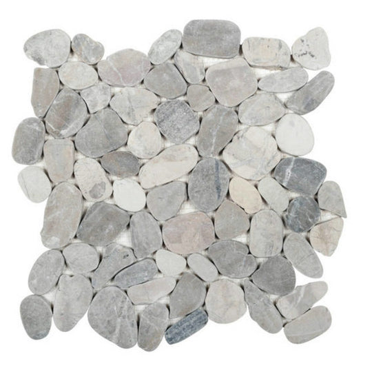 Qualis Ceramica 12" x 12" Chelsea Natural Stone Pebble Sliced Mosaic