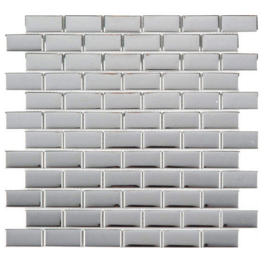 Qualis Ceramica 12" x 12" Chelsea Glass 1x2" Brick Mosaic