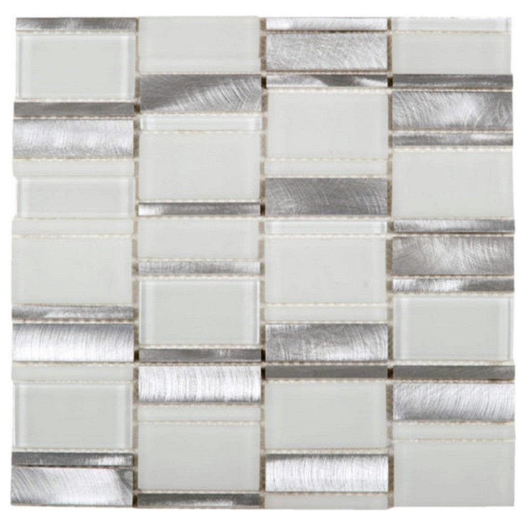 Qualis Ceramica 11.8" x 11.8" Chelsea Glass & Aluminum Mix Mosaic