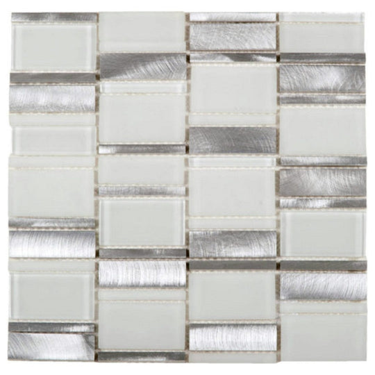 Qualis Ceramica 11.8" x 11.8" Chelsea Glass & Aluminum Mix Mosaic