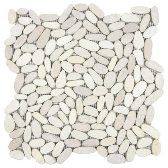 Qualis Ceramica 12" x 12" Chelsea Matte Natural Stone Sliced Pebble Mosaic