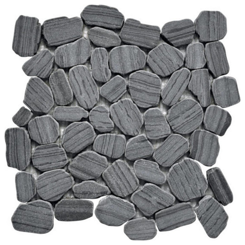 Qualis Ceramica 11.8" x 11.8" Chelsea Natural Stone Marble Striped Sliced Tumbled Mosaic