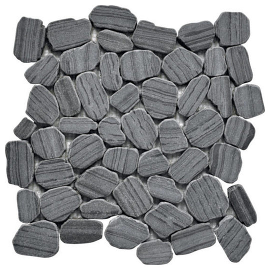 Qualis Ceramica 11.8" x 11.8" Chelsea Natural Stone Marble Striped Sliced Tumbled Mosaic