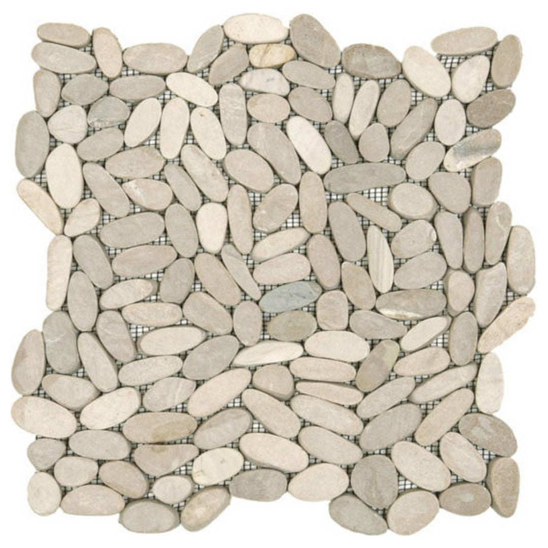 Qualis Ceramica 12" x 12" Chelsea Matte Natural Stone Sliced Pebble Mosaic
