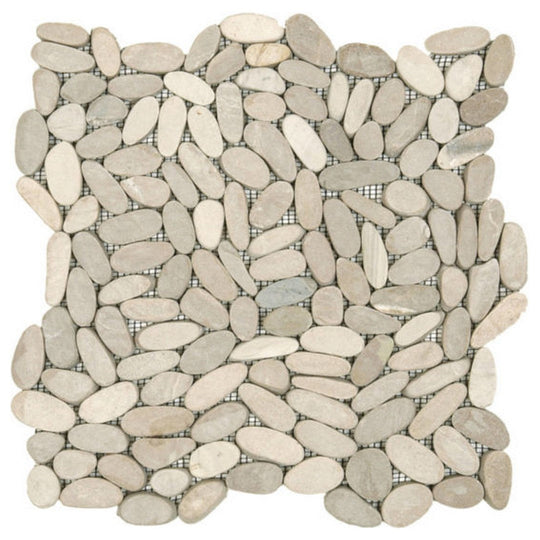 Qualis Ceramica 12" x 12" Chelsea Matte Natural Stone Sliced Pebble Mosaic