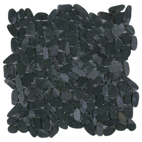 Qualis Ceramica 12" x 12" Chelsea Matte Natural Stone Sliced Pebble Mosaic