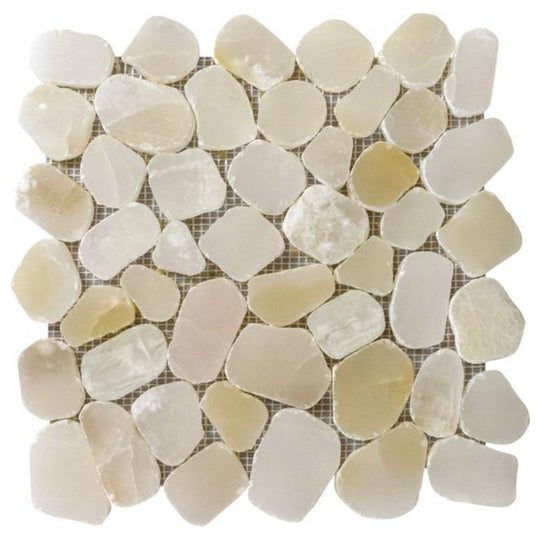 Qualis Ceramica 12" x 12" Chelsea Natural Stone Onyx Pebble Mosaic