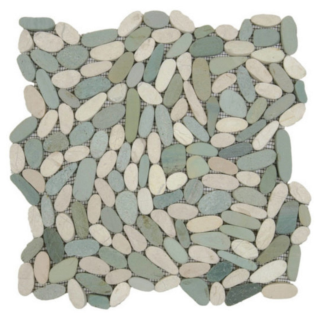 Qualis Ceramica 12" x 12" Chelsea Matte Natural Stone Sliced Pebble Mosaic