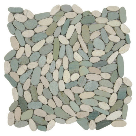 Qualis Ceramica 12" x 12" Chelsea Matte Natural Stone Sliced Pebble Mosaic