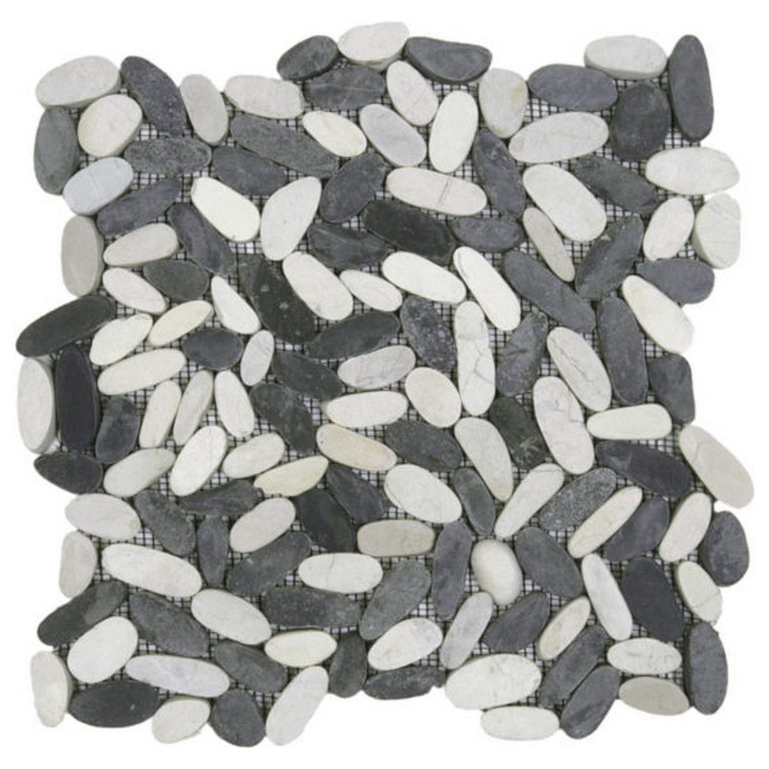 Qualis Ceramica 12" x 12" Chelsea Matte Natural Stone Sliced Pebble Mosaic