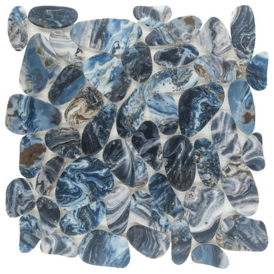 Qualis Ceramica 12" x 12" Chelsea Matte Natural Stone Reconstituted Pebble Mosaic