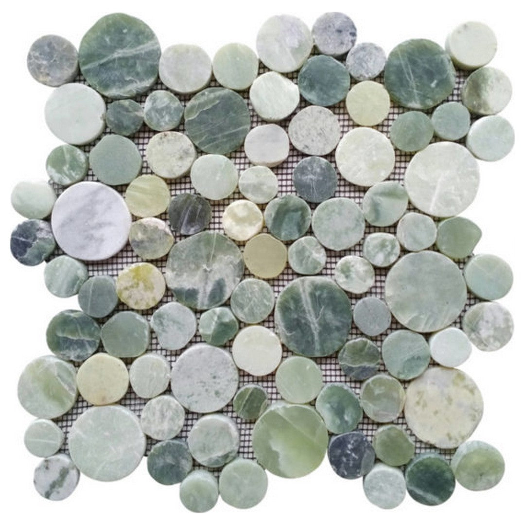 Qualis Ceramica 12" x 12" Chelsea Natural Stone Semi-Precious Round Mosaic