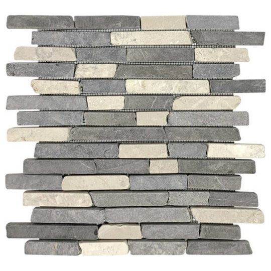 Qualis Ceramica 11" x 12" Chelsea Natural Stone Broken Brick Marble Mosaic