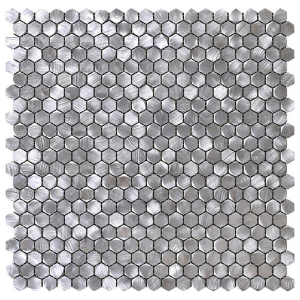 Qualis Ceramica 12" x 12" Chelsea Metal Medium Hex Aluminum Mosaic