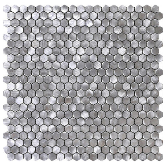 Qualis Ceramica 12" x 12" Chelsea Metal Medium Hex Aluminum Mosaic