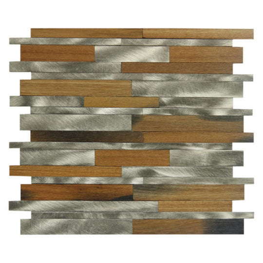 Qualis Ceramica 12" x 12" Chelsea Mixed Material Aluminum Baguette Mosaic