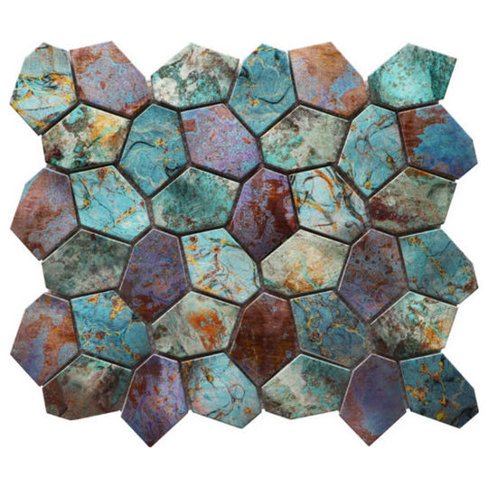 Qualis Ceramica 11" x 12" Chelsea Metallic Mix Hex Mosaic