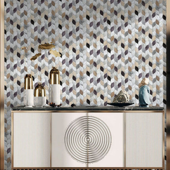 Qualis-Ceramica-11-x-12-Chelsea-Aluminum-&-Marble-Leaves-19-Mosaic-Grey-Brown