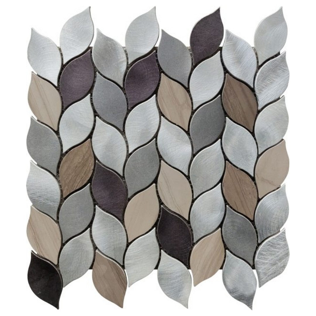 Qualis Ceramica 11" x 12" Chelsea Aluminum & Marble Leaves 19 Mosaic