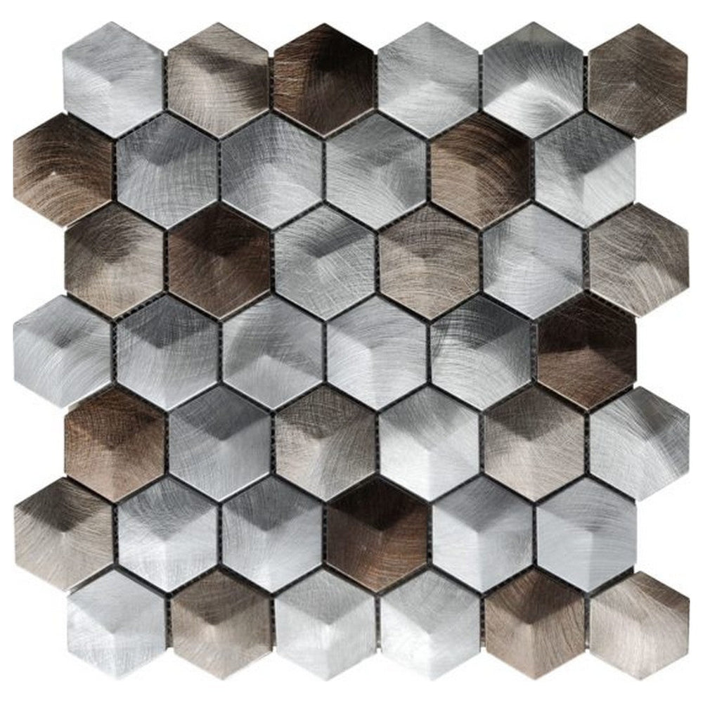 Qualis Ceramica 12" x 12" Chelsea Aluminum Hex Mosaic