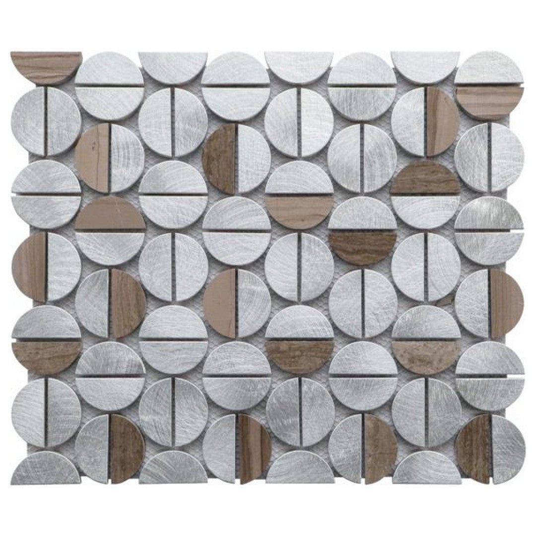 Qualis Ceramica 12" x 14" Chelsea Aluminum Marble Semi Circle 19 Mosaic