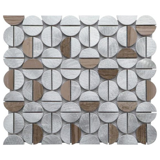 Qualis Ceramica 12" x 14" Chelsea Aluminum Marble Semi Circle 19 Mosaic