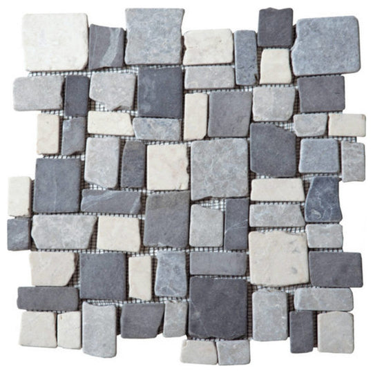 Qualis Ceramica 12" x 12" Chelsea Natural Stone Cubic Opus Marble Mosaic