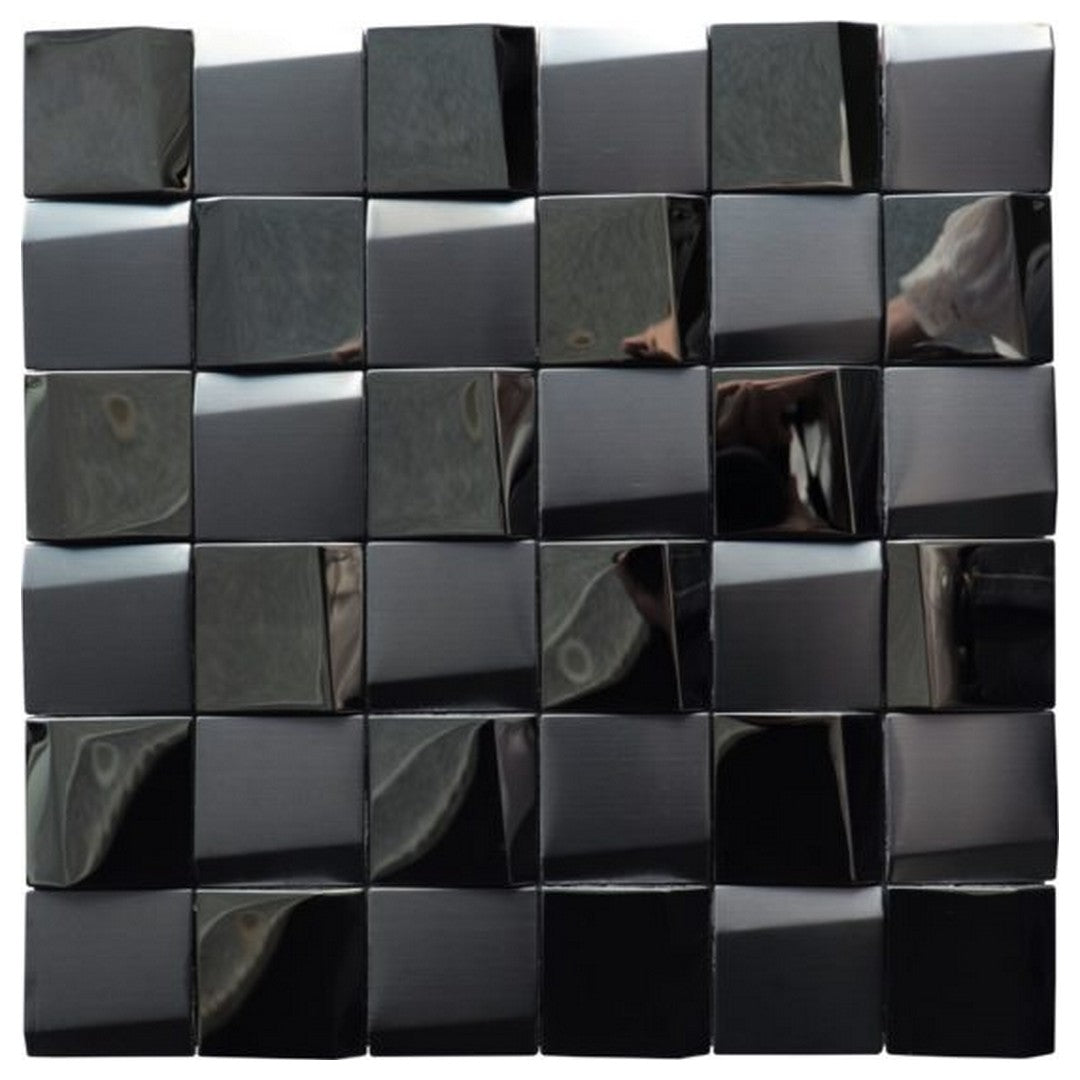 Qualis Ceramica 12" x 12" Chelsea Glass 2" 3D Metal Mosaic