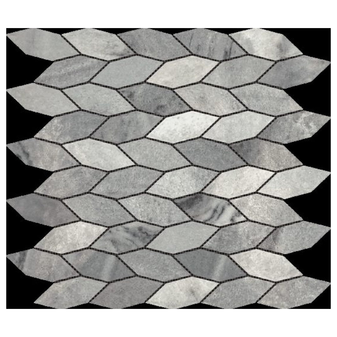 Qualis Ceramica 12" x 12" Chelsea Marble Elongated Hex Leaves Mosaic