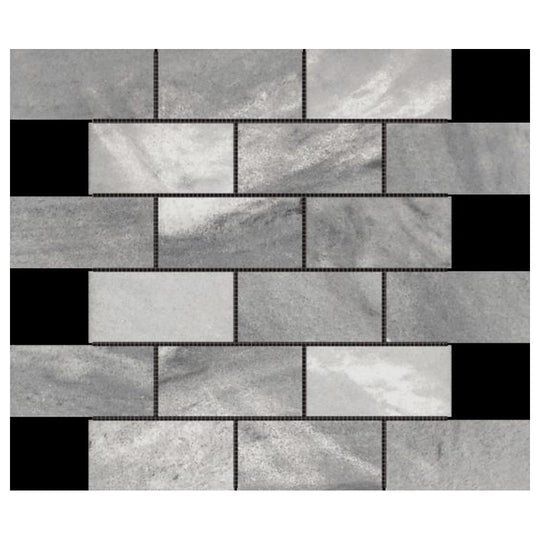 Qualis Ceramica 11.8" x 11.8" Chelsea Marble 2x4" Brick Mosaic
