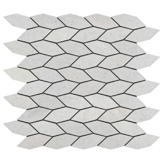 Qualis Ceramica 12" x 12" Chelsea Marble Elongated Hex Leaves Mosaic