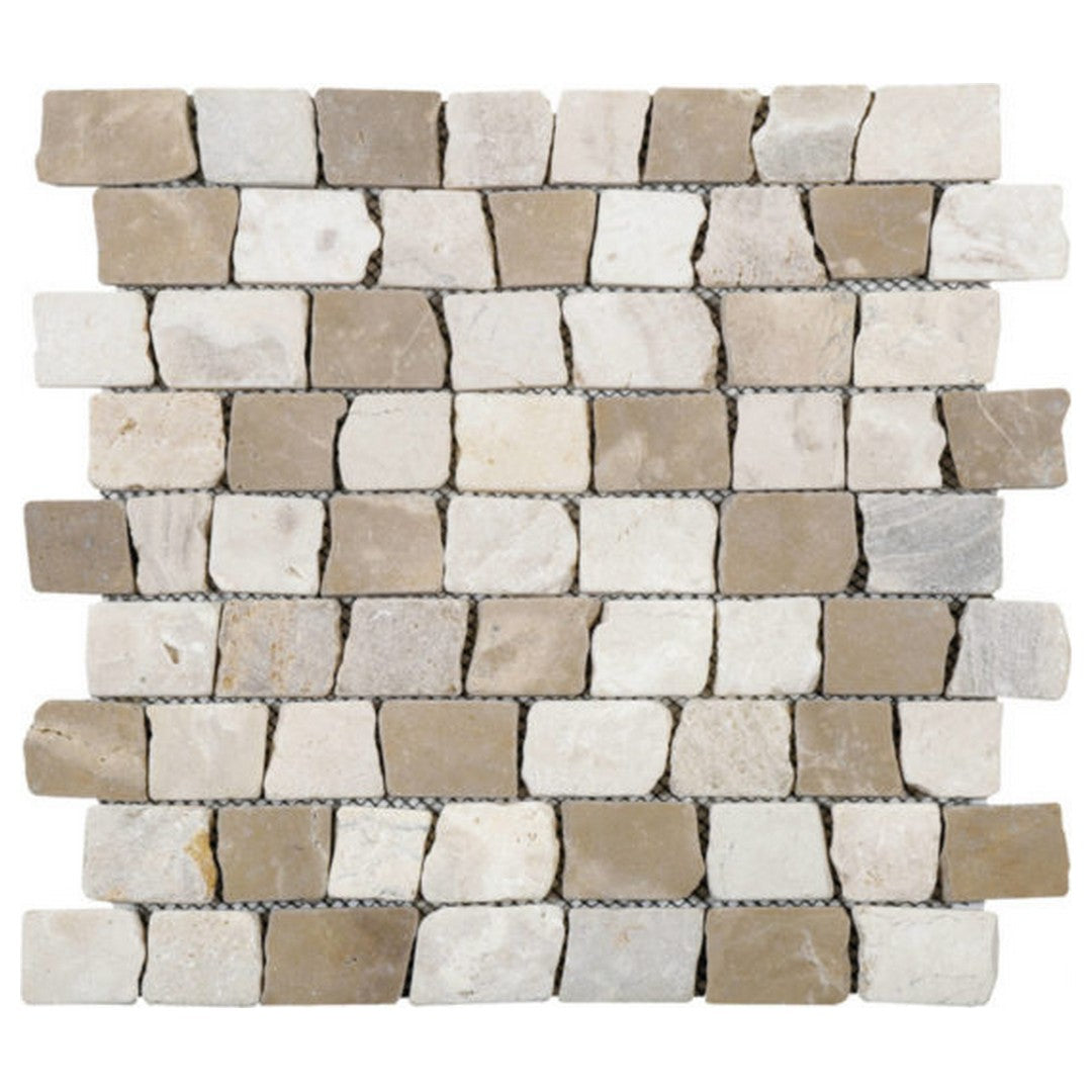 Qualis Ceramica 11.6" x 12" Chelsea Natural Stone Cubic Brick Marble Mosaic
