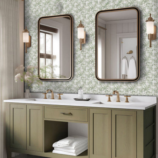 Qualis-Ceramica-12-x-12-Chelsea-Marble-6-Palm-Leaf-Mosaic-Green-Palm-Leaf-Printed-Beige