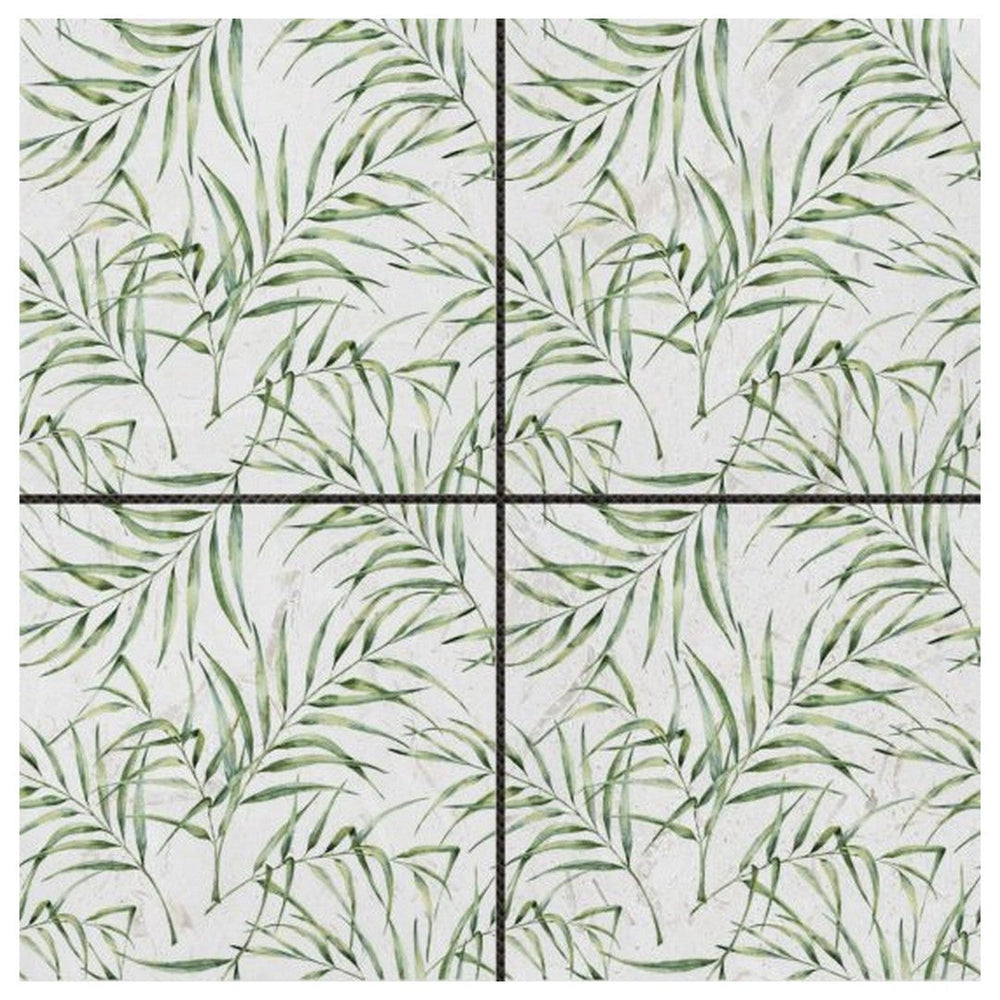 Qualis Ceramica 12" x 12" Chelsea Marble 6" Palm Leaf Mosaic