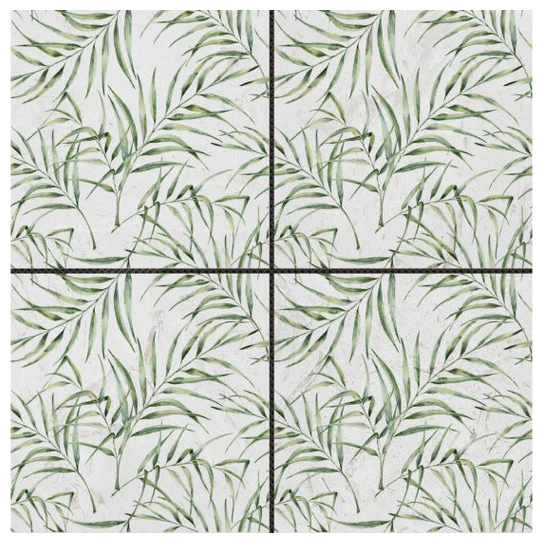 Qualis Ceramica 12" x 12" Chelsea Marble 6" Palm Leaf Mosaic