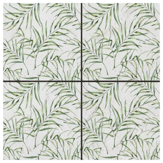 Qualis Ceramica 12" x 12" Chelsea Marble 6" Palm Leaf Mosaic