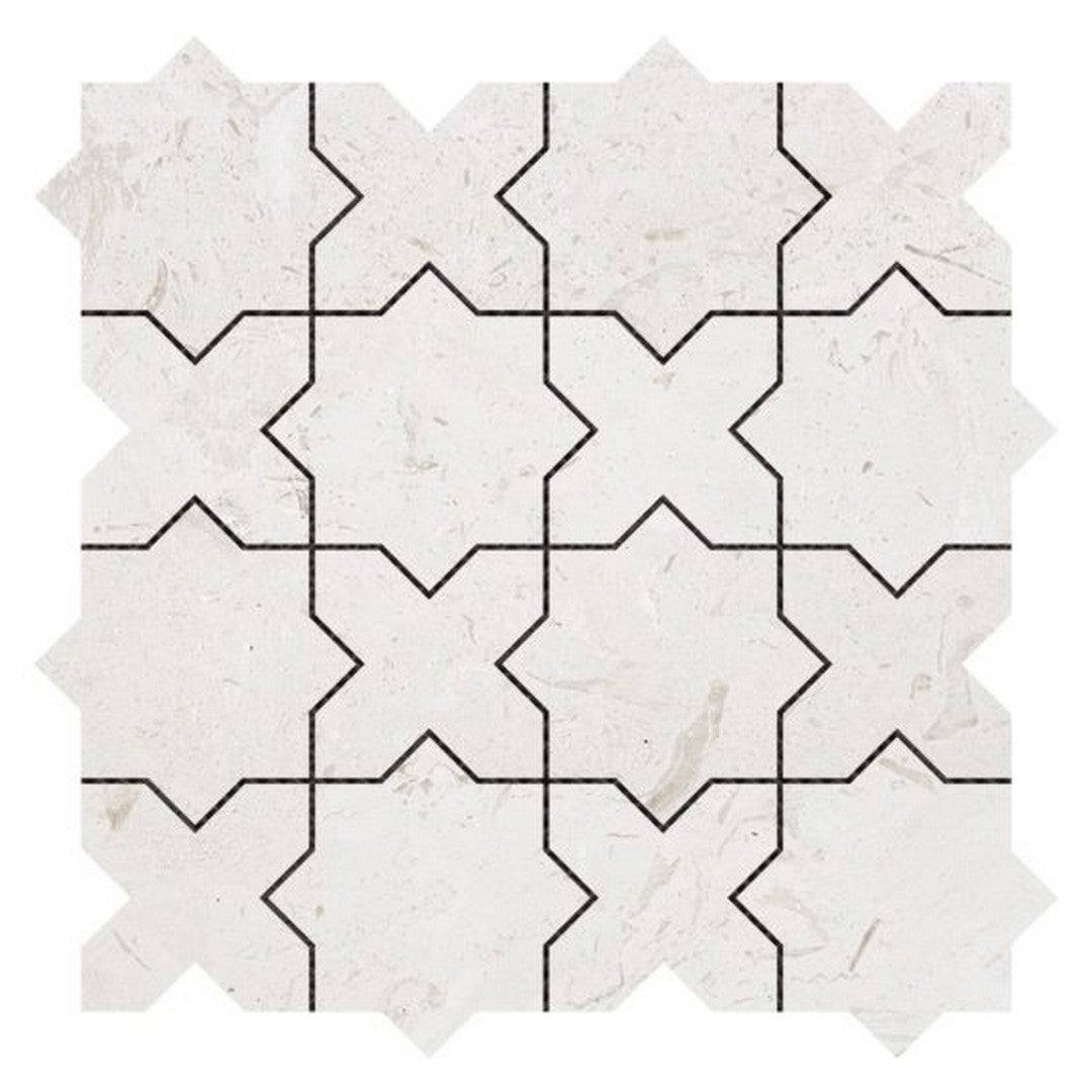 Qualis Ceramica 12" x 12" Chelsea Marble 3" Cross & Star Mosaic