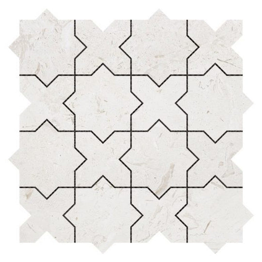 Qualis Ceramica 12" x 12" Chelsea Marble 3" Cross & Star Mosaic