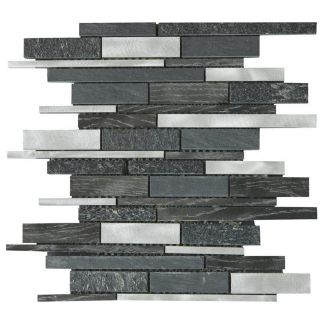 Qualis Ceramica 12" x 12" Chelsea Mixed Material Aluminum Baguette Mosaic