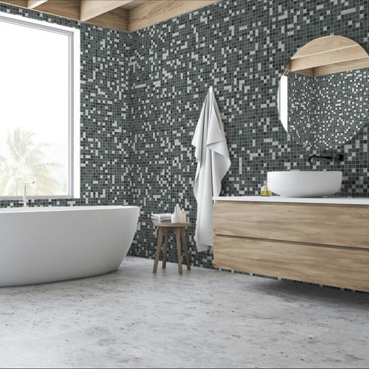 Qualis-Ceramica-12-x-12-Chelsea-Mixed-Material-Stone-Aluminum-Mix-Mosaic-Grey-Black