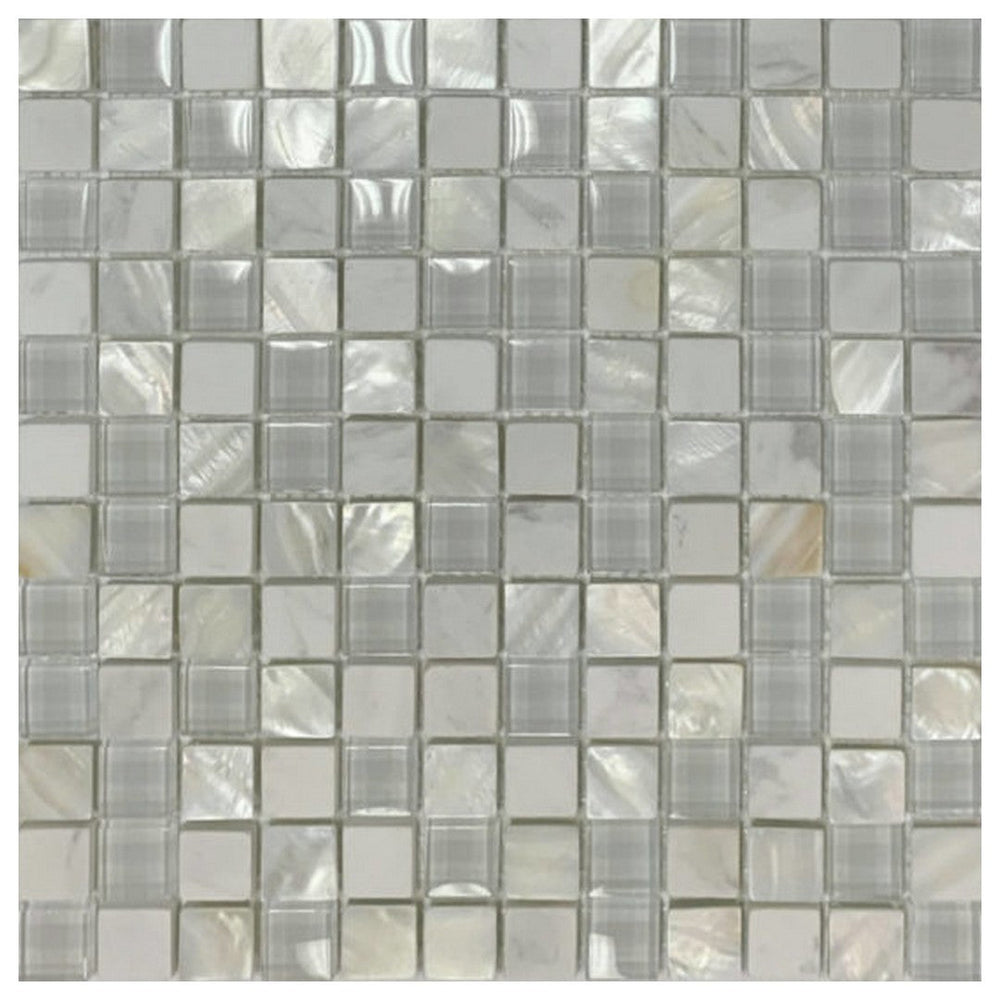Qualis Ceramica 11.7" x 11.7" Chelsea Glass Marble Mix Mother Of Pearl Mosaic