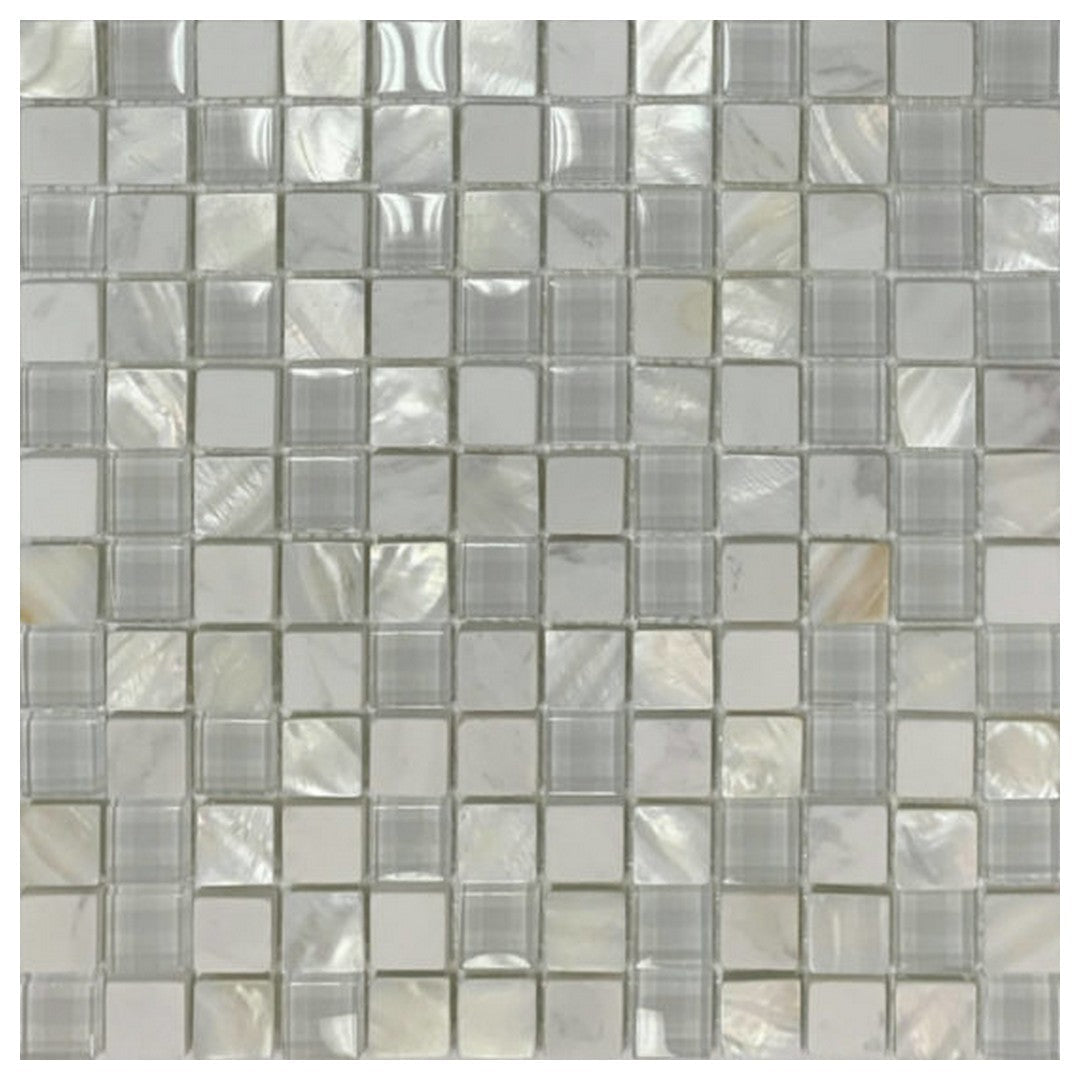 Qualis Ceramica 11.7" x 11.7" Chelsea Glass Marble Mix Mother Of Pearl Mosaic