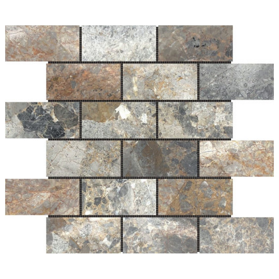 Qualis Ceramica 11.8" x 11.8" Chelsea Marble Elongated Hex Leaves Mosaic