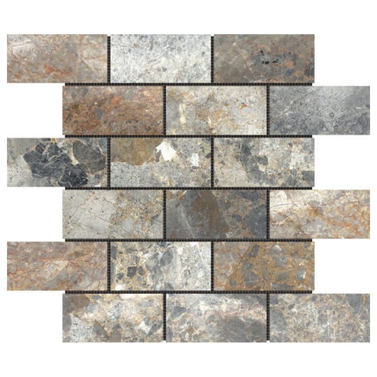 Qualis Ceramica 11.8" x 11.8" Chelsea Marble Elongated Hex Leaves Mosaic