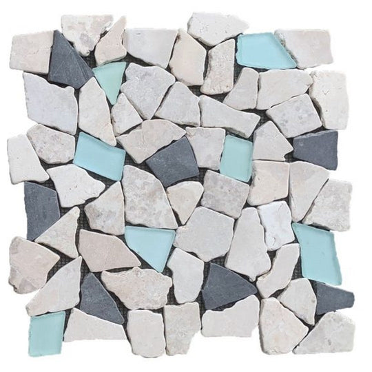 Qualis Ceramica 12" x 12" Chelsea Mixed Material Mini Opus Marble Mix Glass Mosaic