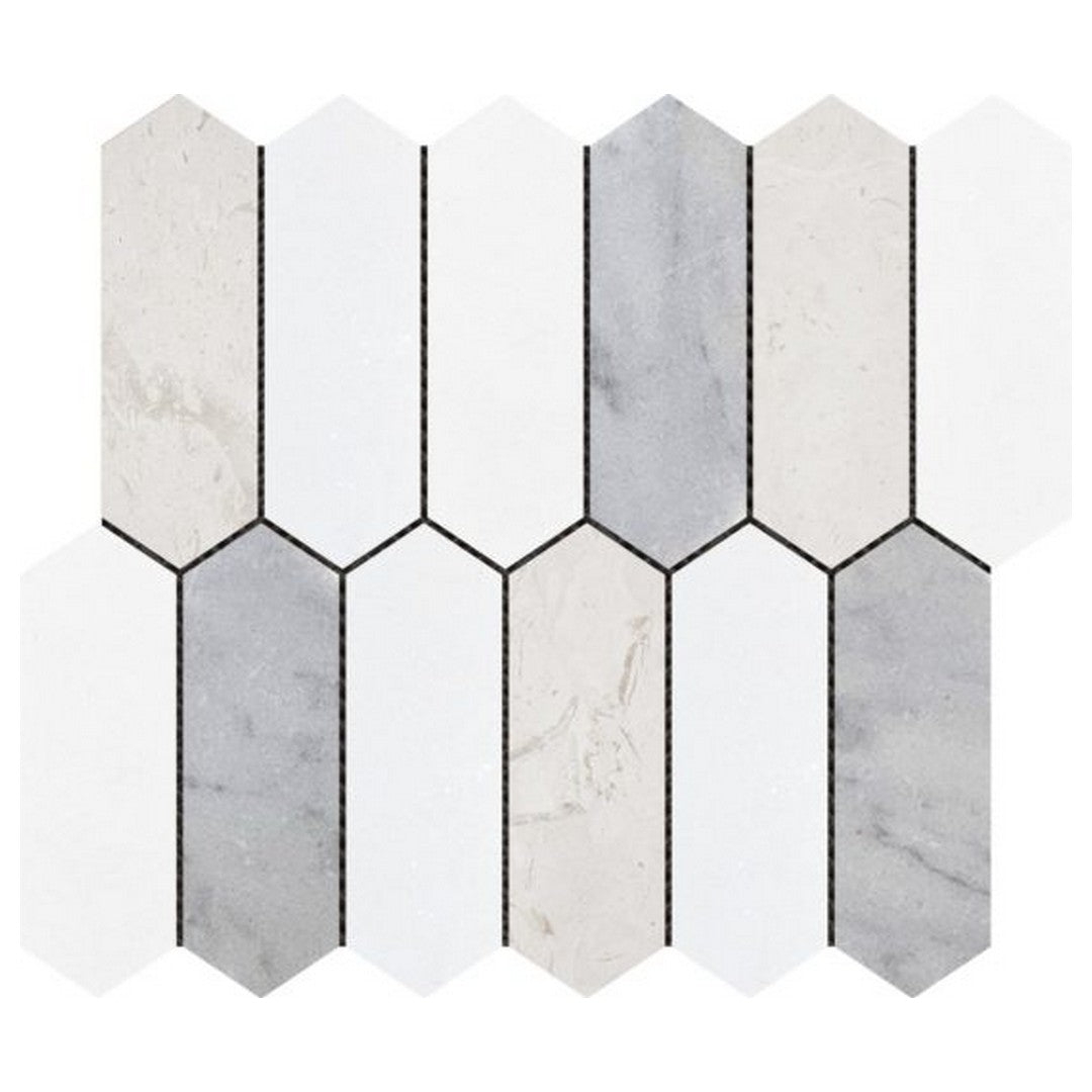 Qualis Ceramica 10" x 12" Chelsea Marble 2x6" Picket Mosaic