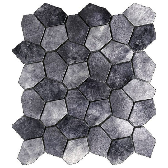 Qualis Ceramica 11.4" x 12.2" Chelsea Natural Stone Aluminum Mix Hex Mosaic