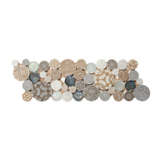 Qualis Ceramica 4" x 12" Chelsea Mixed Material Penny Round Decor Glass Border